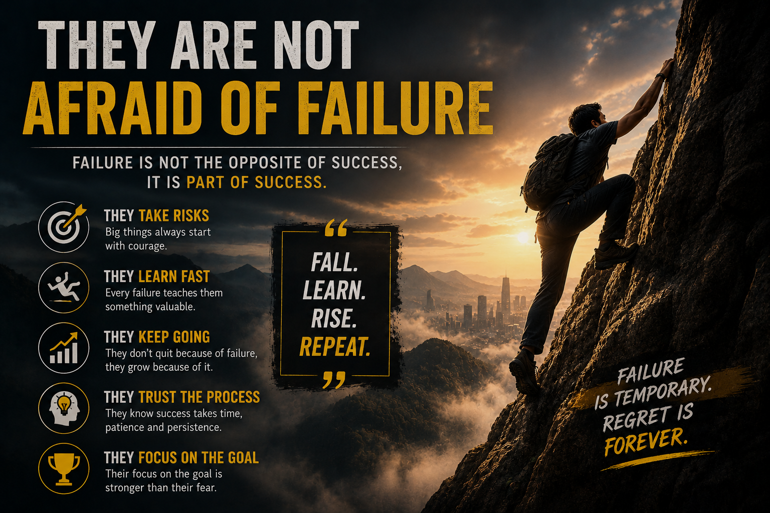 Motivational success mindset workspace showing discipline focus and long term success