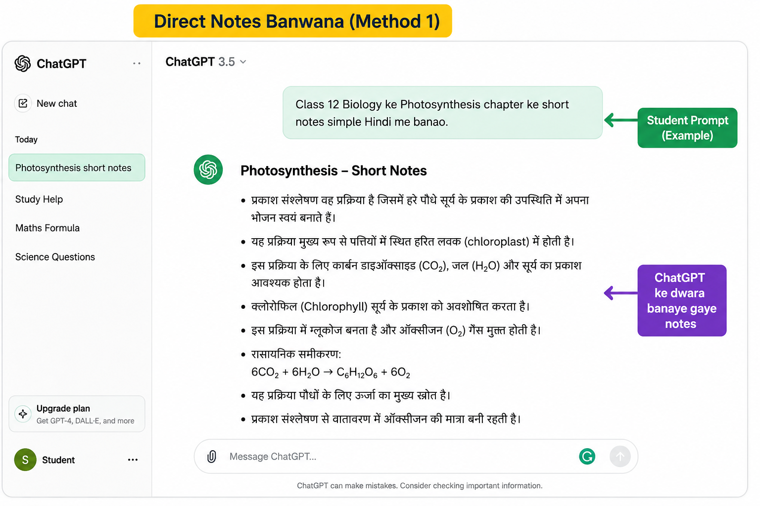 ChatGPT me prompt dekar direct notes banane ka tarika