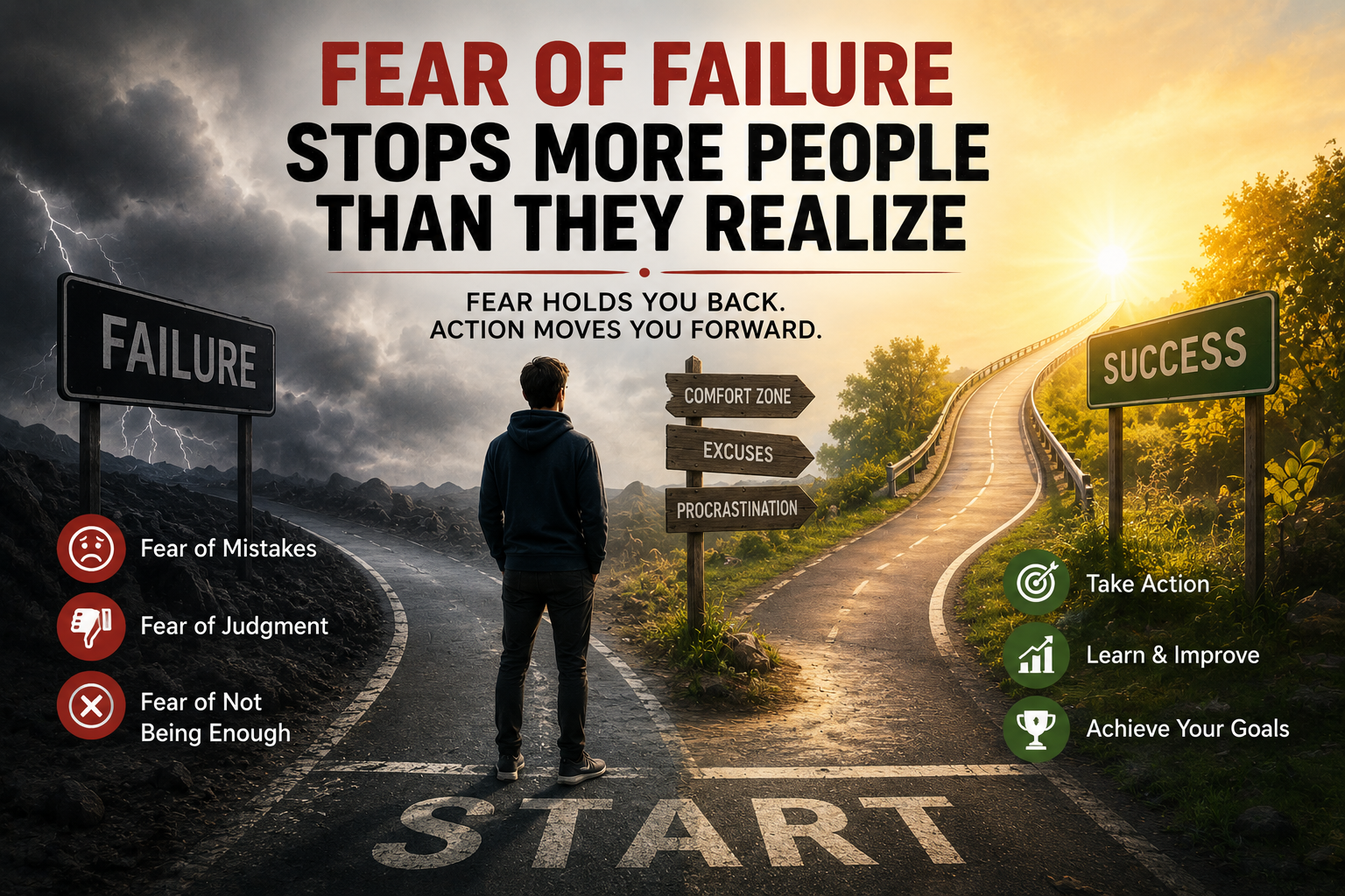 Fear of failure preventing a person from taking action on important goals