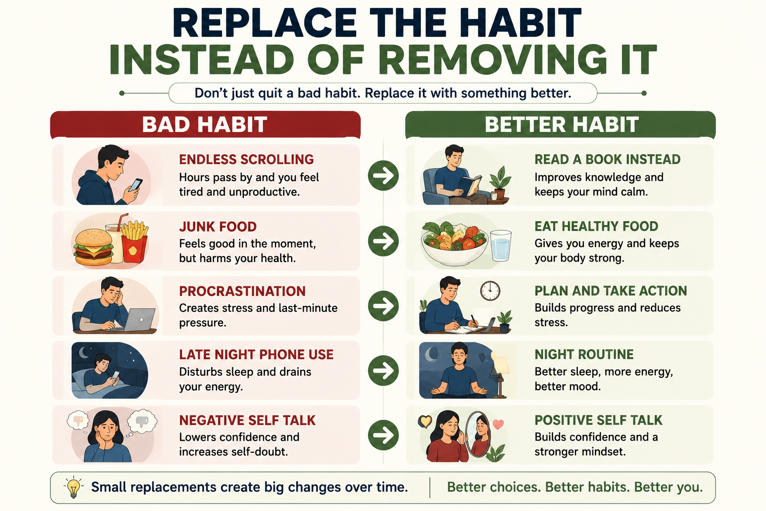 Simple ways to replace bad habits with healthier alternatives