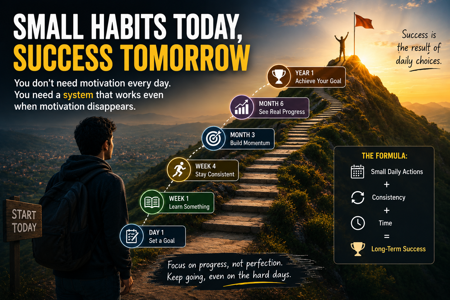 Small daily habits lead to long term success instead of motivation